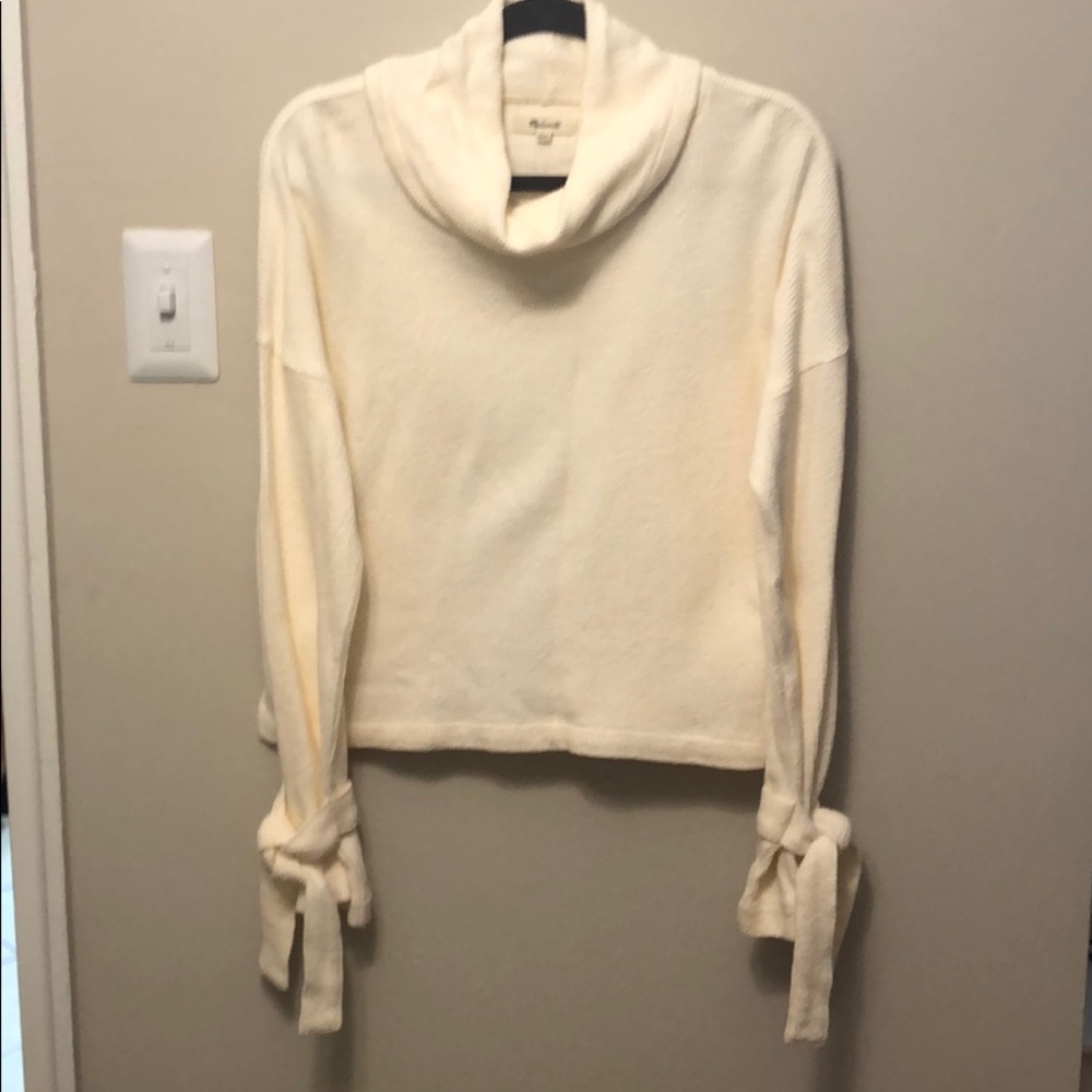 Madewell cowl neck sweater with tie sleeves